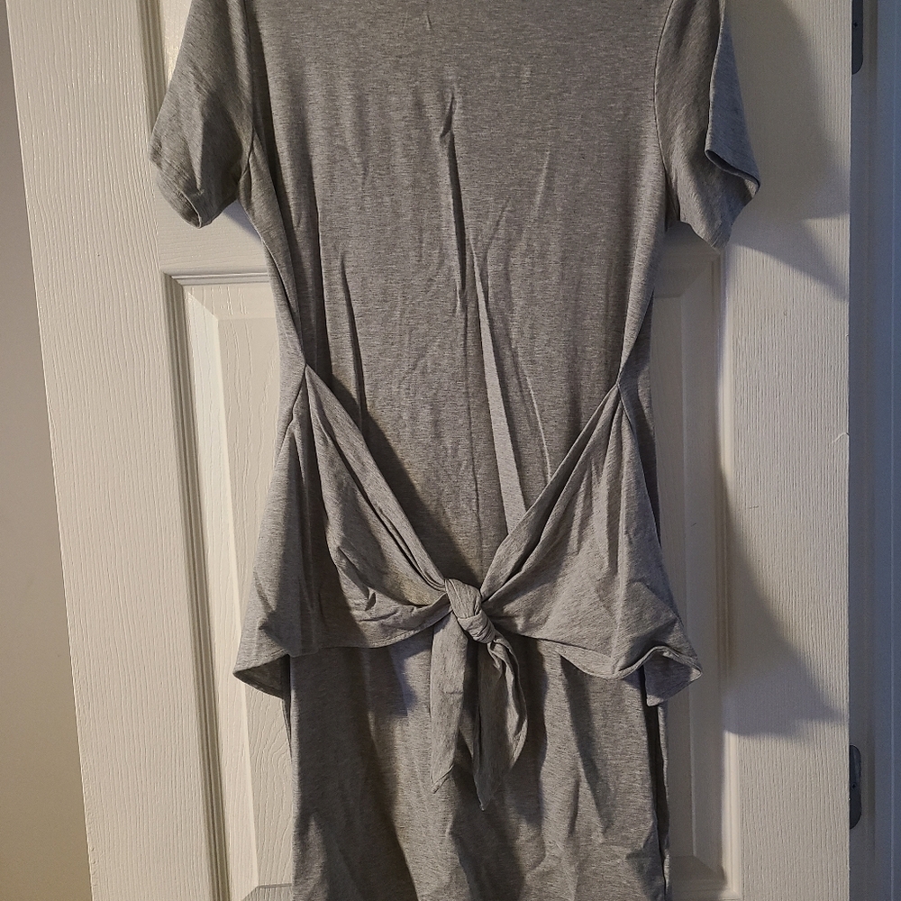 Theory Dakui Rubric Tie Front Dress Green Heather Short Sleeve Mini Size L
